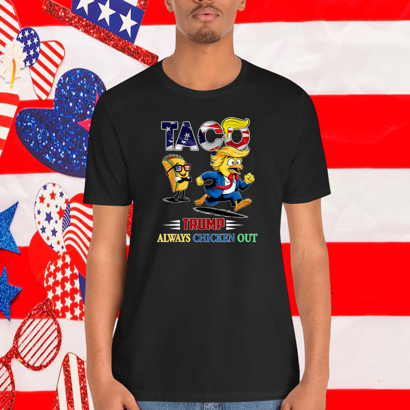 2025 Funny Taco Trump Always Chickens Out Shirt
