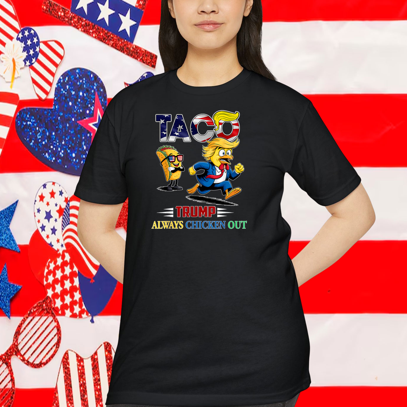2025 Funny Taco Trump Always Chickens Out Shirt