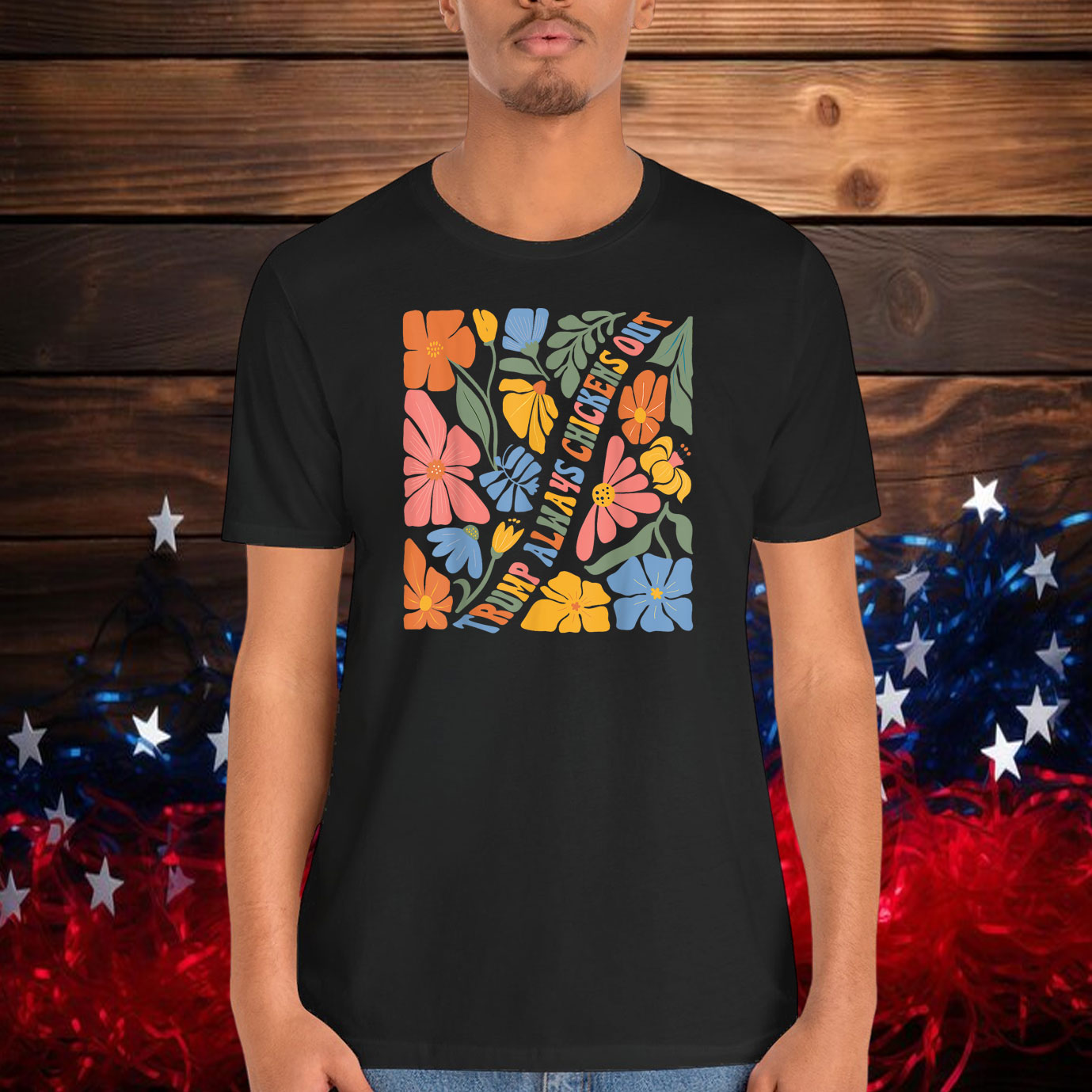Boho Floral Funny Trump Always Chickens Out TACO T-Shirt