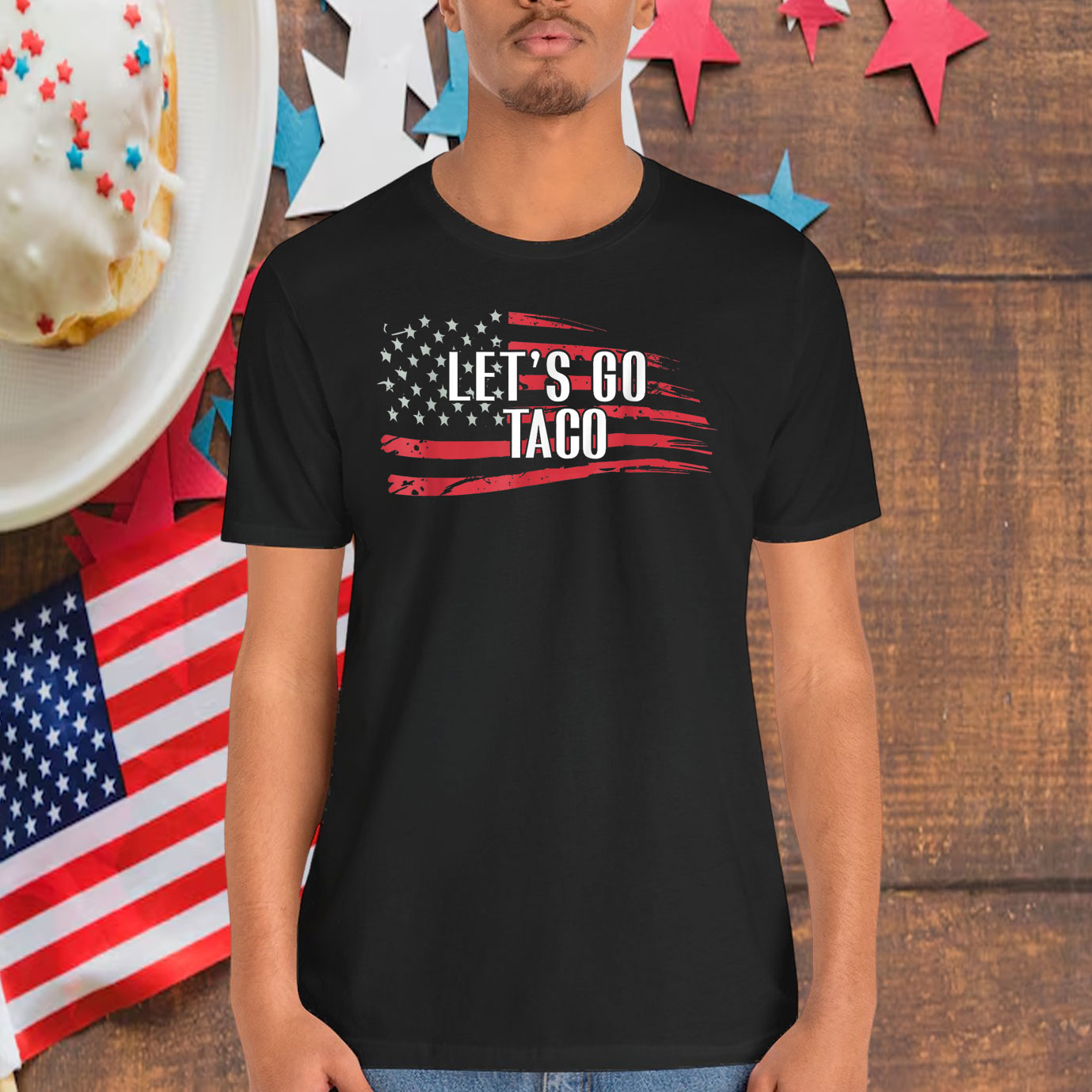 Funny Let's Go Taco USA Flag T-Shirt