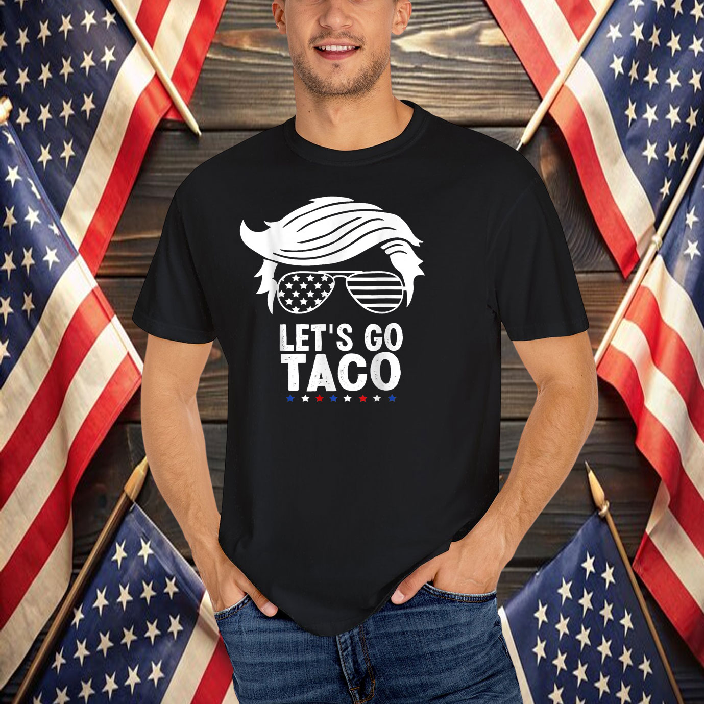 Funny Let's Go Taco USA Flag T-Shirts