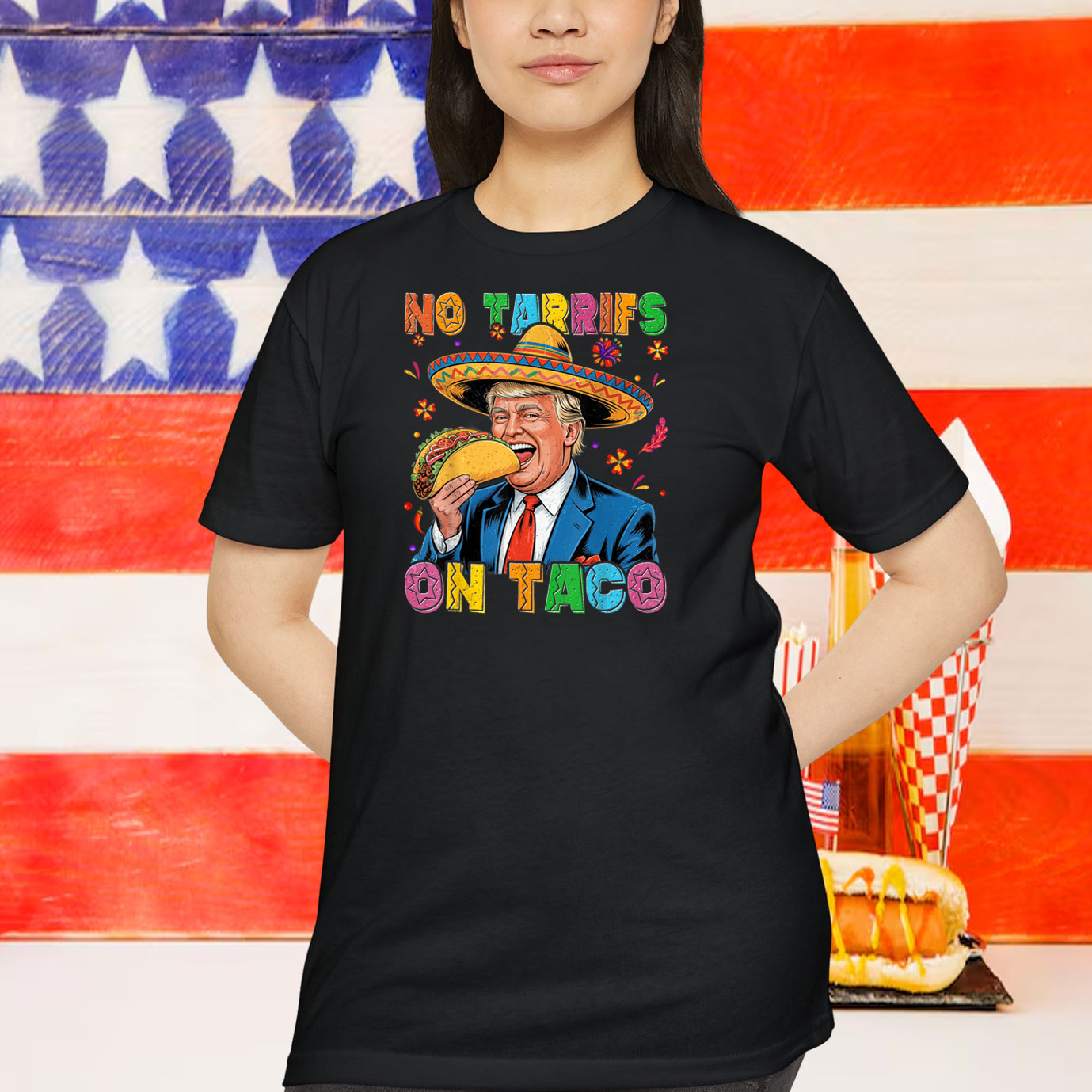 Funny Mexican Cinco de Mayo Trump No Tarrifs On Taco T-Shirt