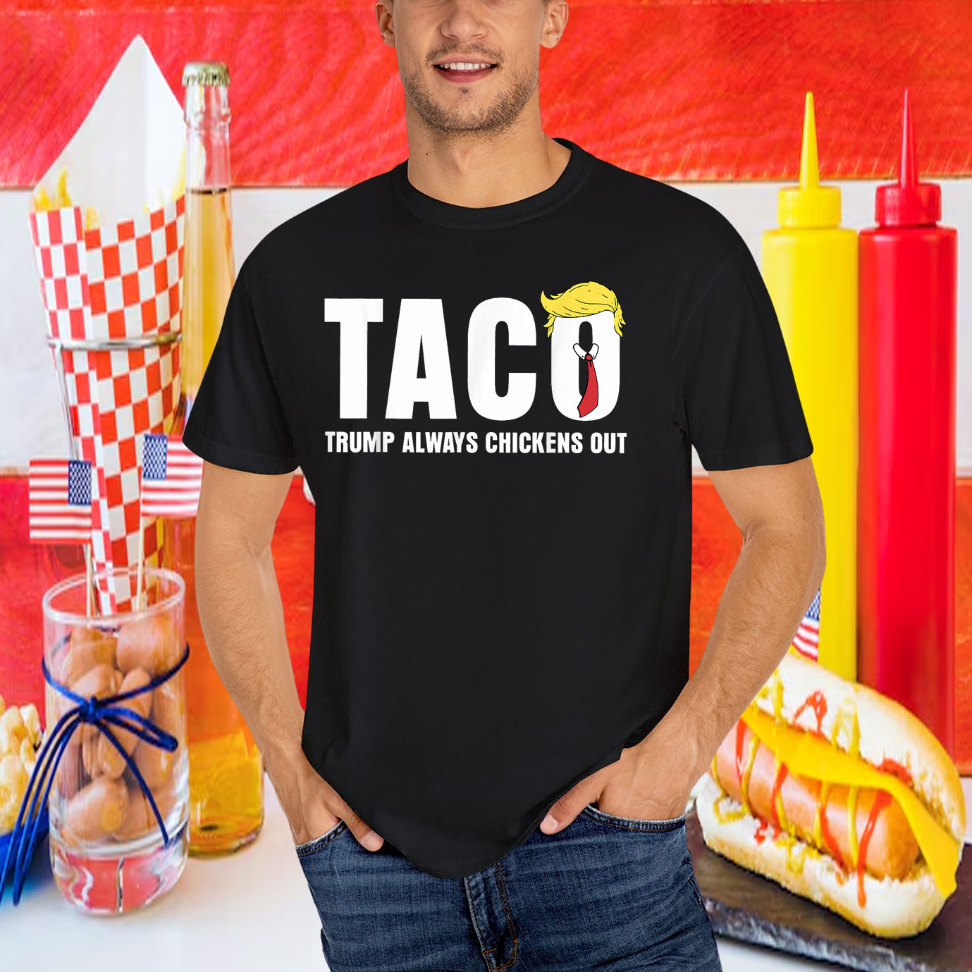 Funny Taco Trade Chicken TACO Trump Always Chickens Out Meme T-Shirt