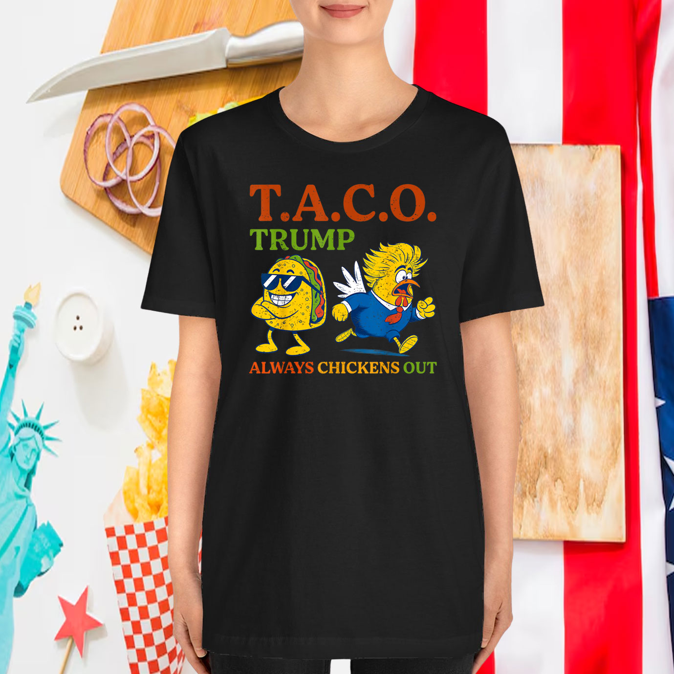 Funny T.A.C.O Trump Always Chickens Out Shirt