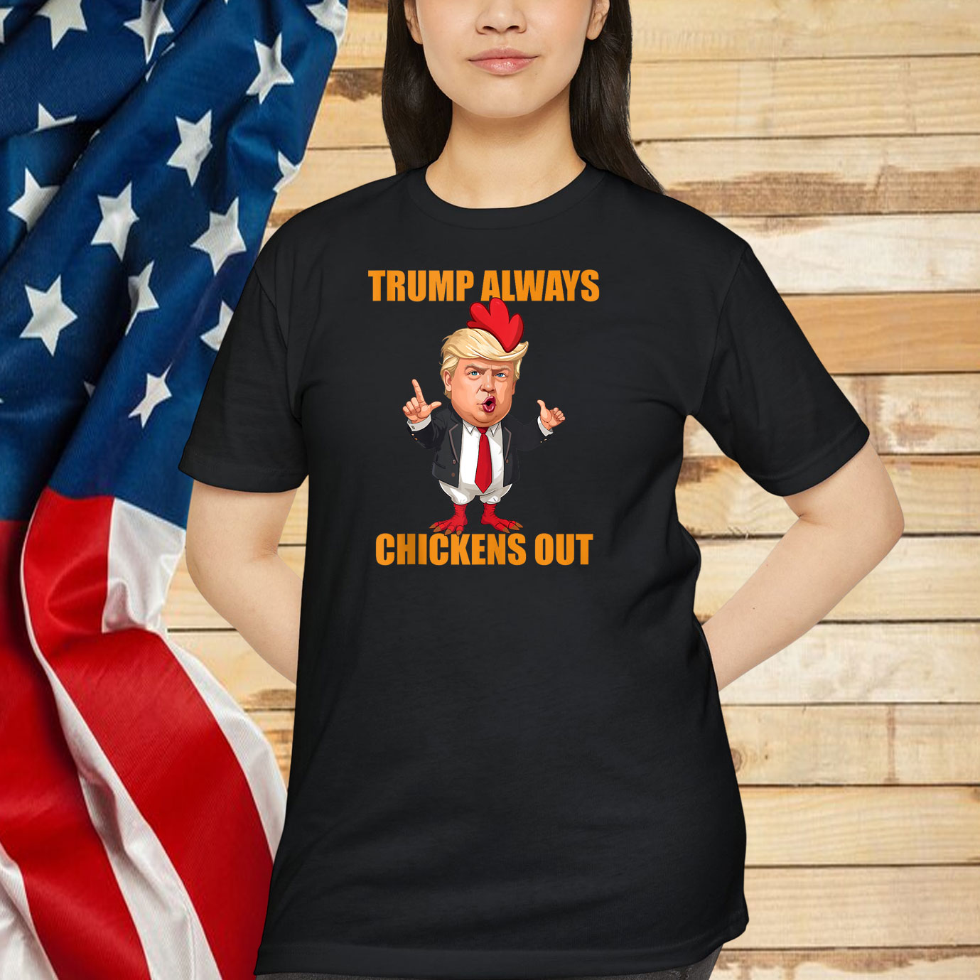 Funny Trump Always Chickens Out TACO Trump Chicken Joke Shirt
