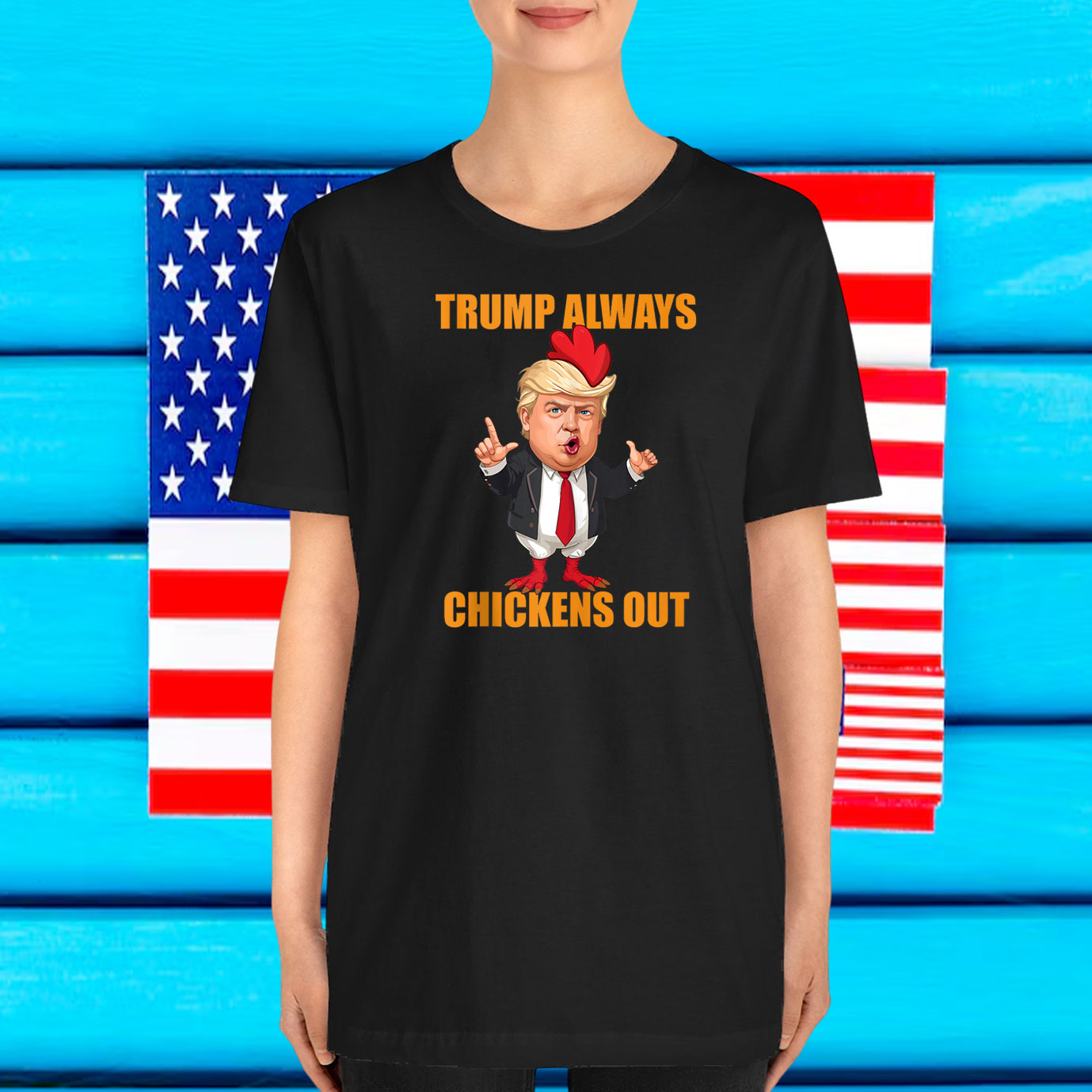 Funny Trump Always Chickens Out TACO Trump Chicken Joke T-Shirts