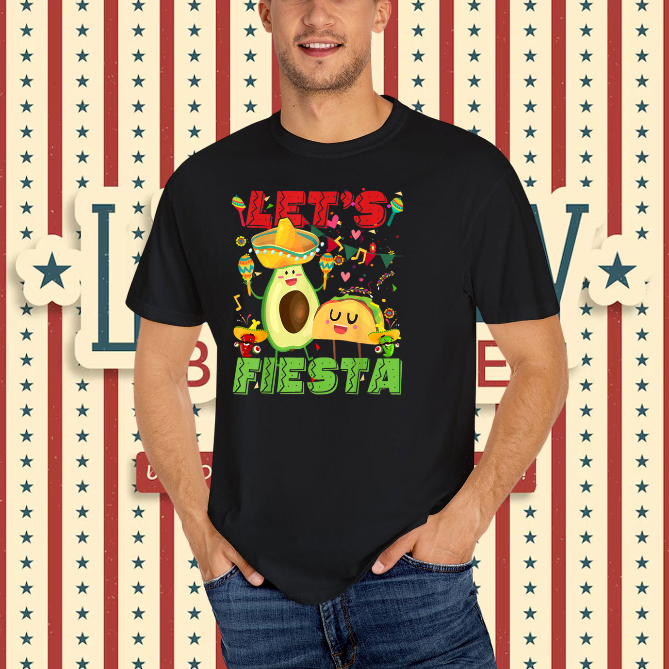 Let's Fiesta Avocado And Tacos Cinco De Mayo Mexican Party T-Shirt