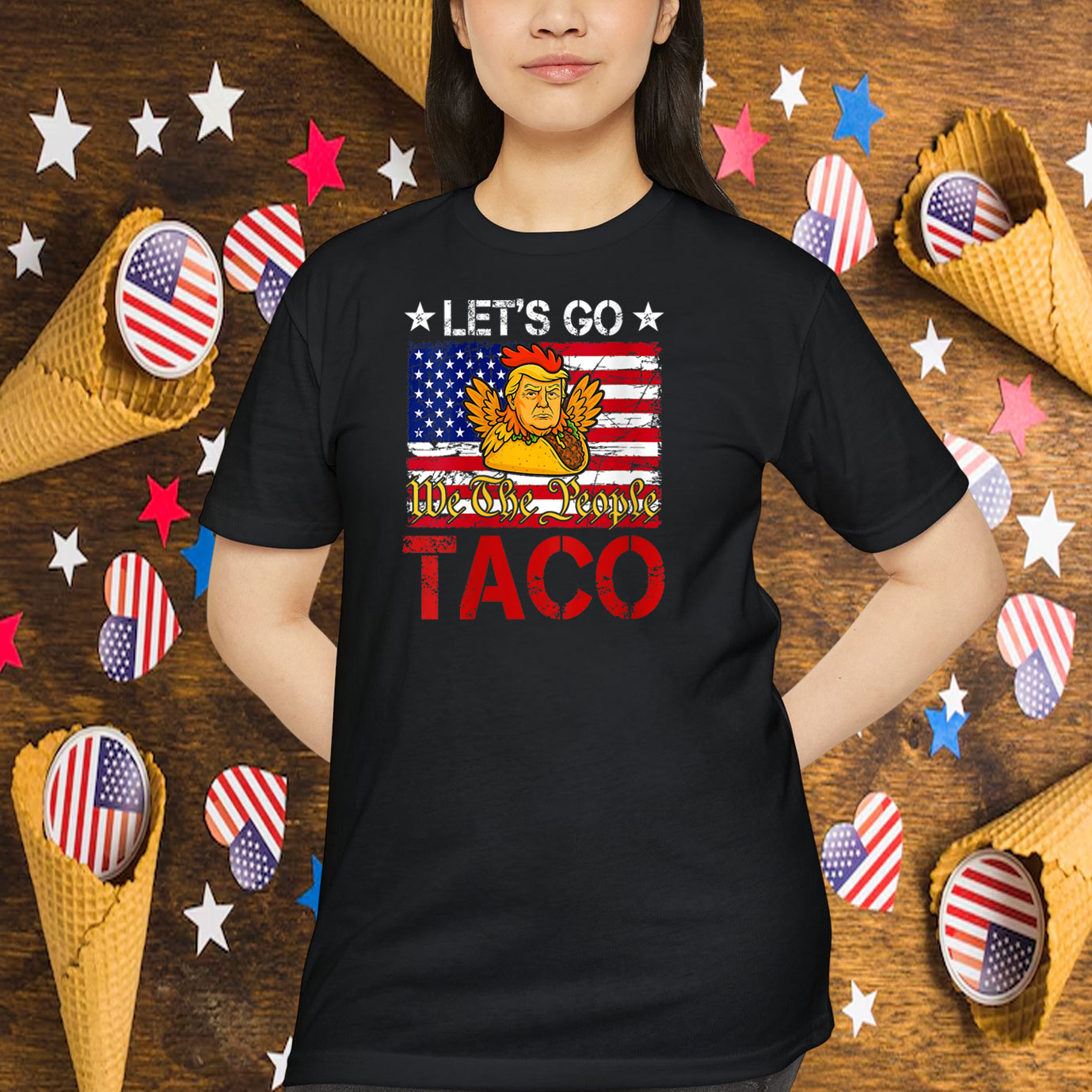 Let's Go Taco Funny Trump Always Chickens Out Shirt