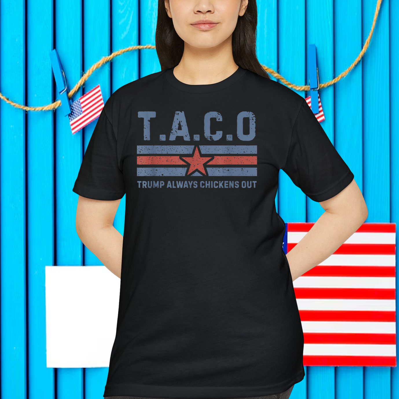 T.A.C.O Trump Always Chickens Out - Funny T-Shirt