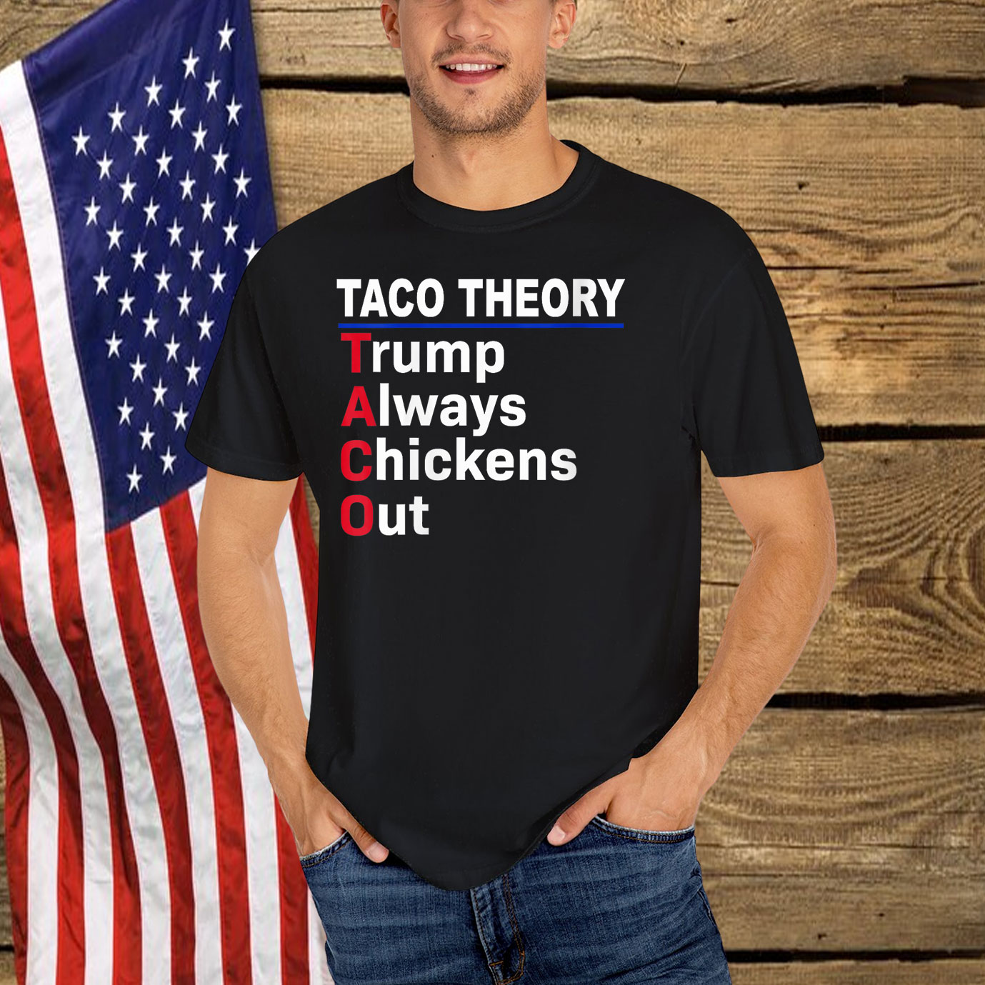 Taco Theory Let's Go Taco Funny Trump Always Chickens Out Shirt