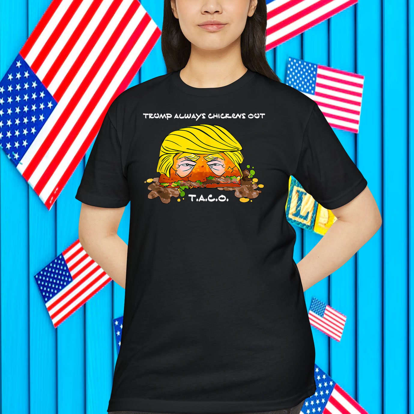 Taco Trade Chicken T.A.C.O Trump Always Chickens Out Meme Shirt