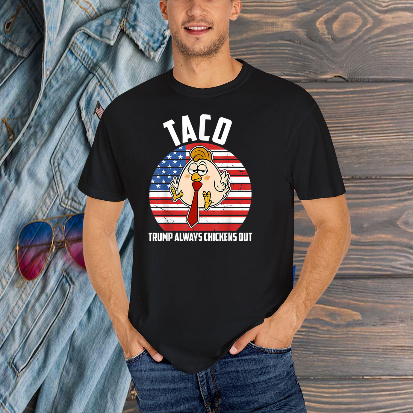 Taco Trump Always Chickens Out Humor T-Shirt