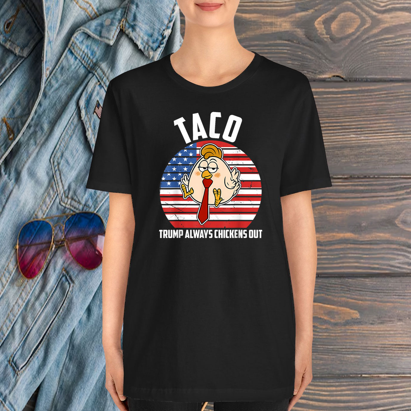 Taco Trump Always Chickens Out Humor T-Shirt