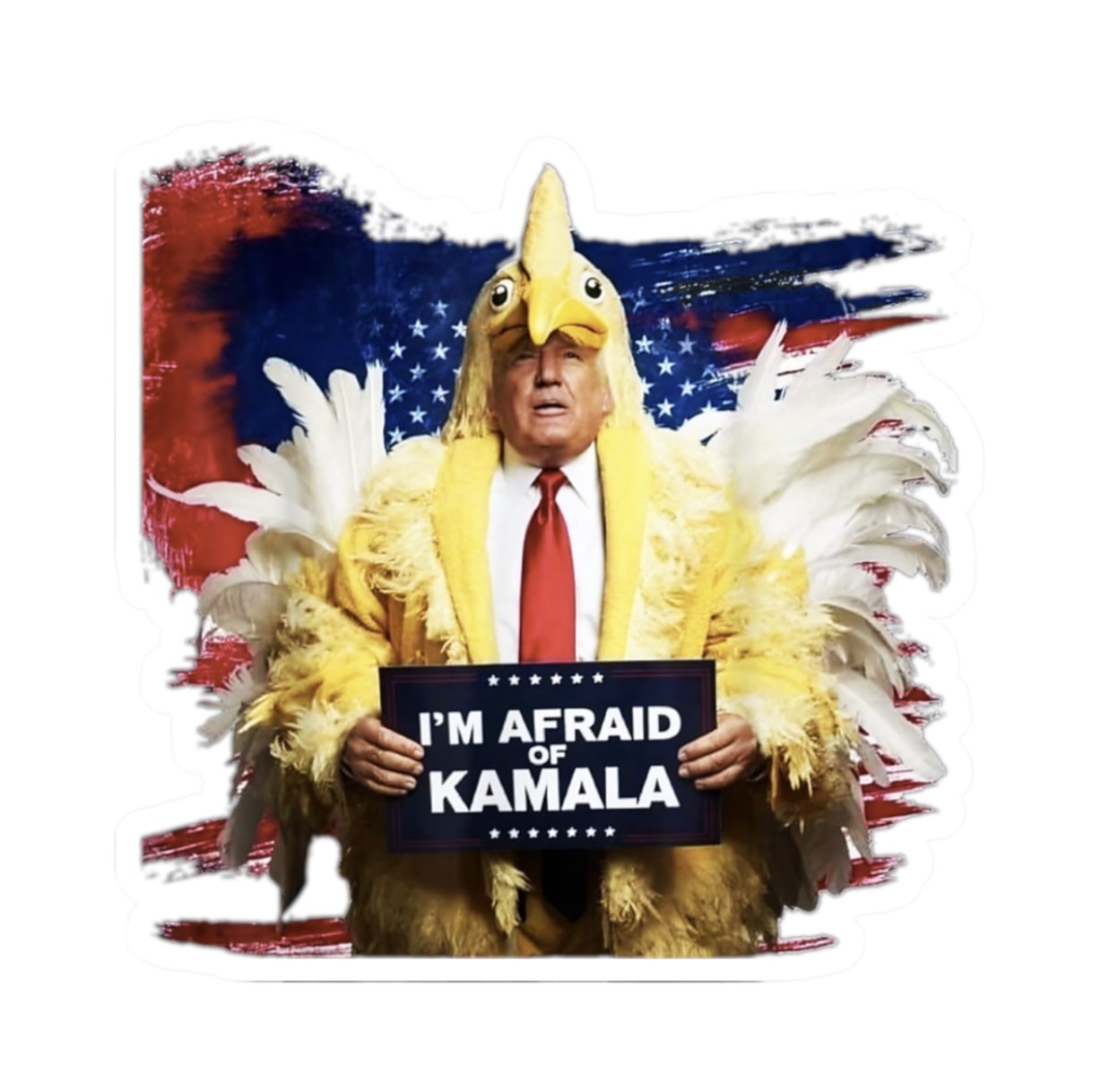 Trump Always Chickens Out Sticker Afraid of Kamala