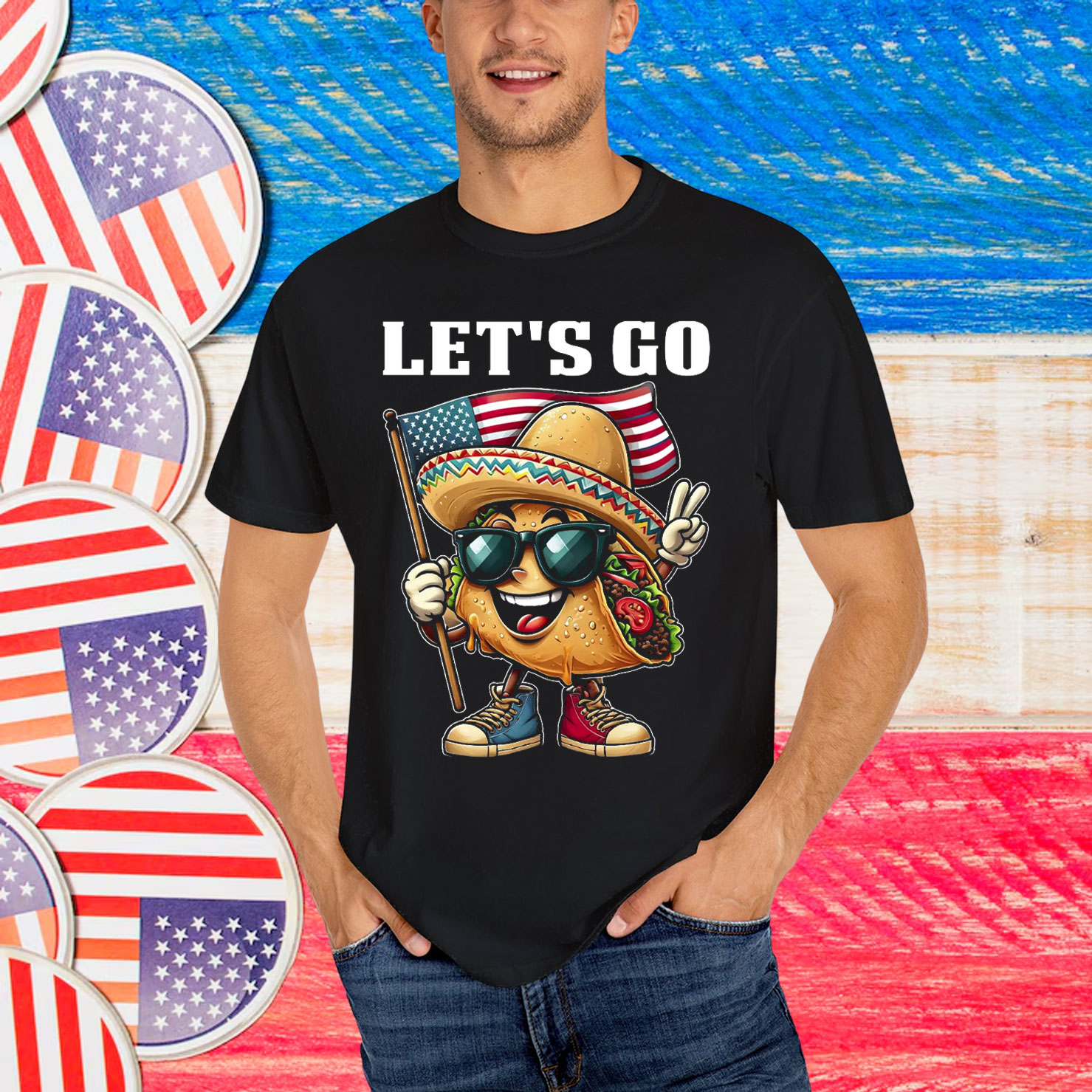 Let's Go Taco Trump Always Chickens Patriotic Shirt