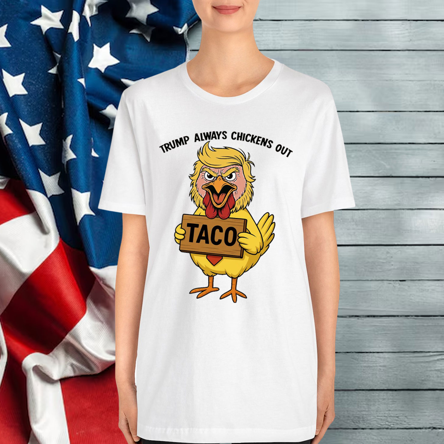 Funny Let's Go Trump Always Chickens Out TACO Shirt