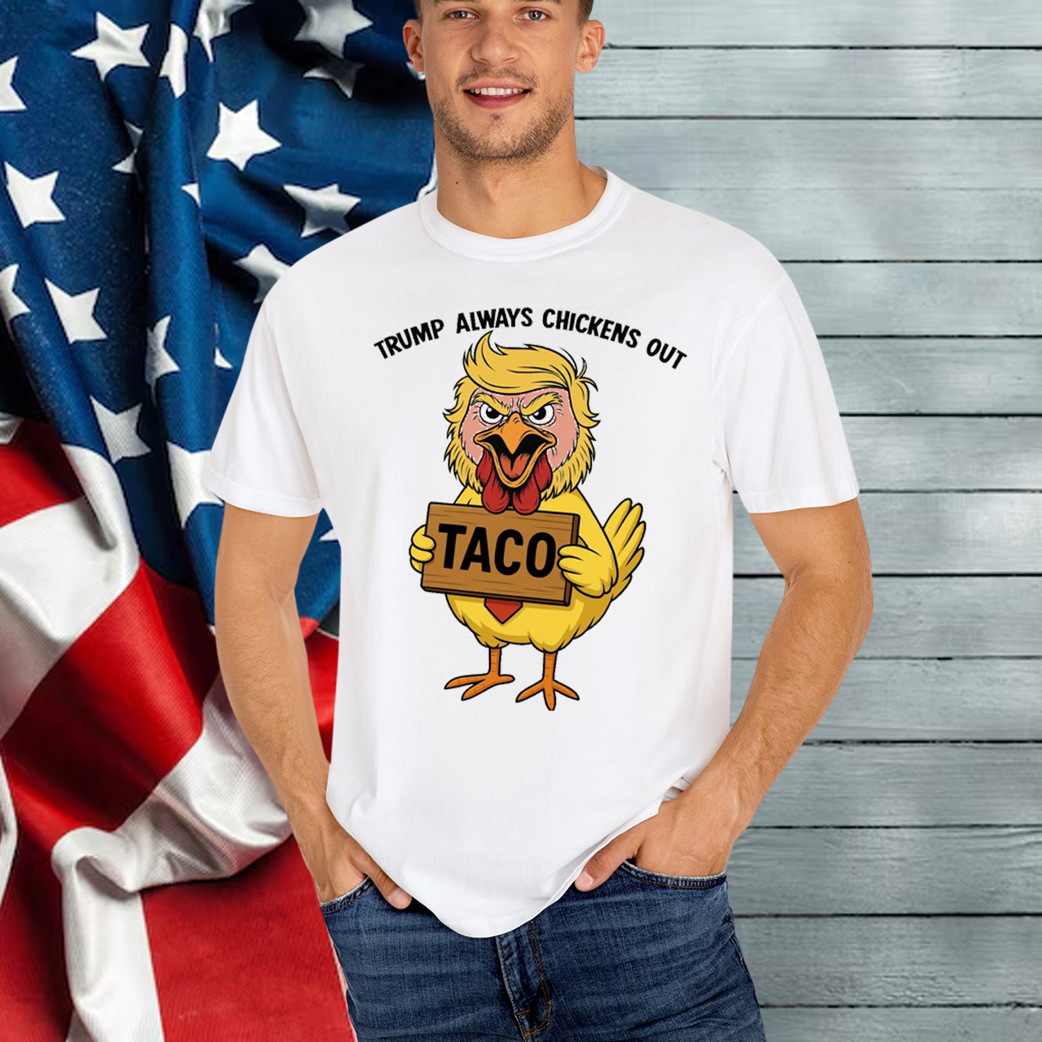 Funny Let's Go Trump Always Chickens Out TACO Shirt