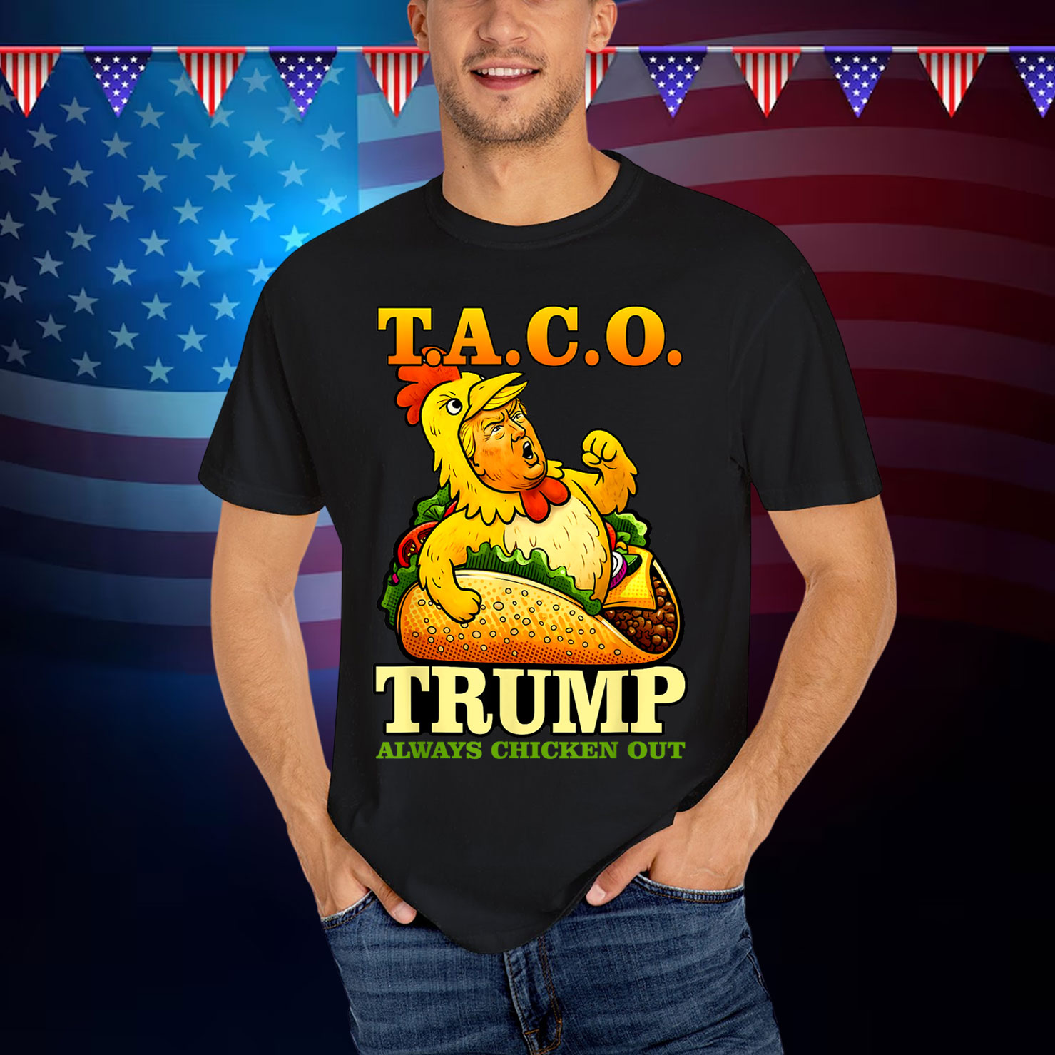 TACO Trump Always Out Funny Chicken Eating Shirt