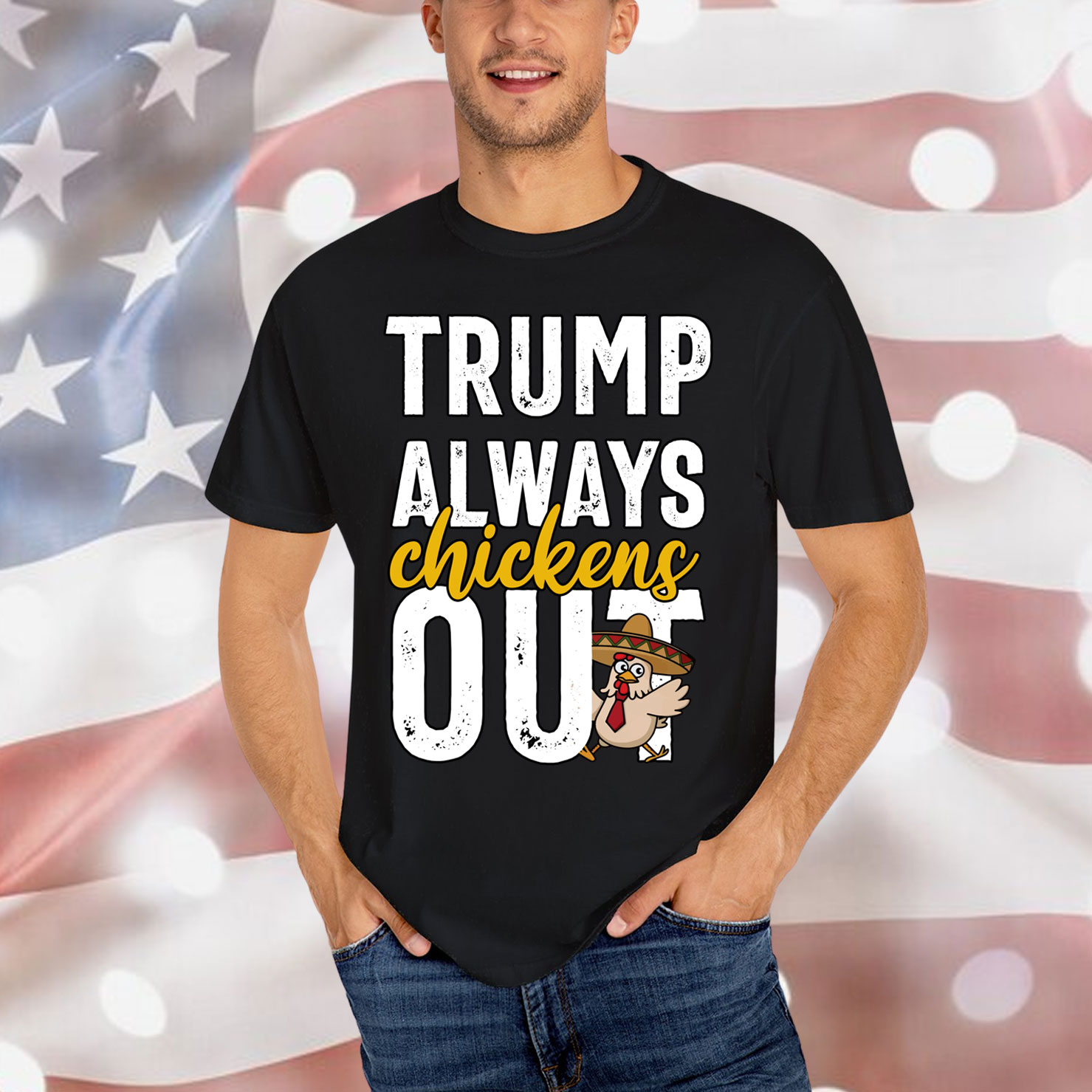 Taco Trump Always Chickens Out Funny Trendy Shirt