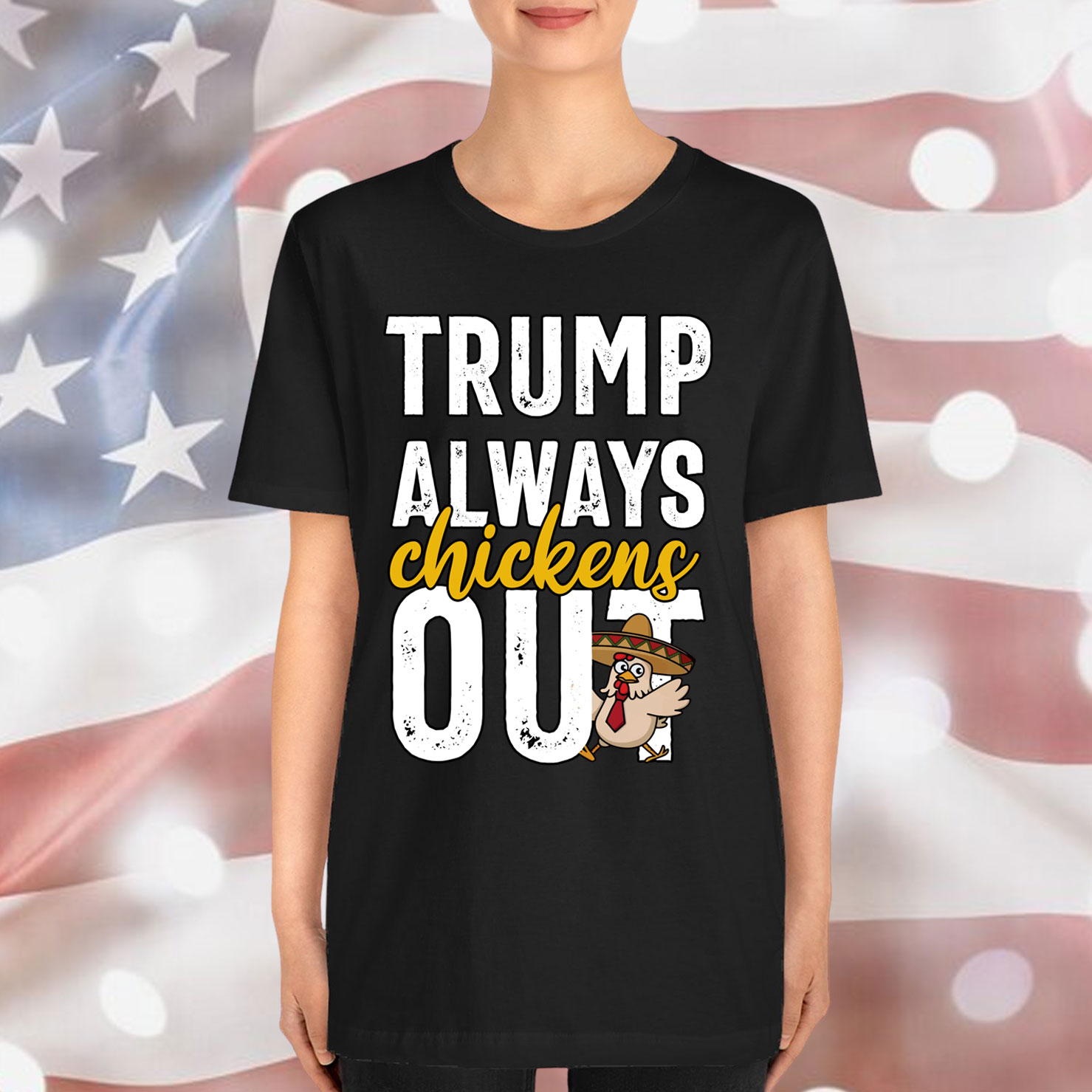 Taco Trump Always Chickens Out Funny Trendy Shirt