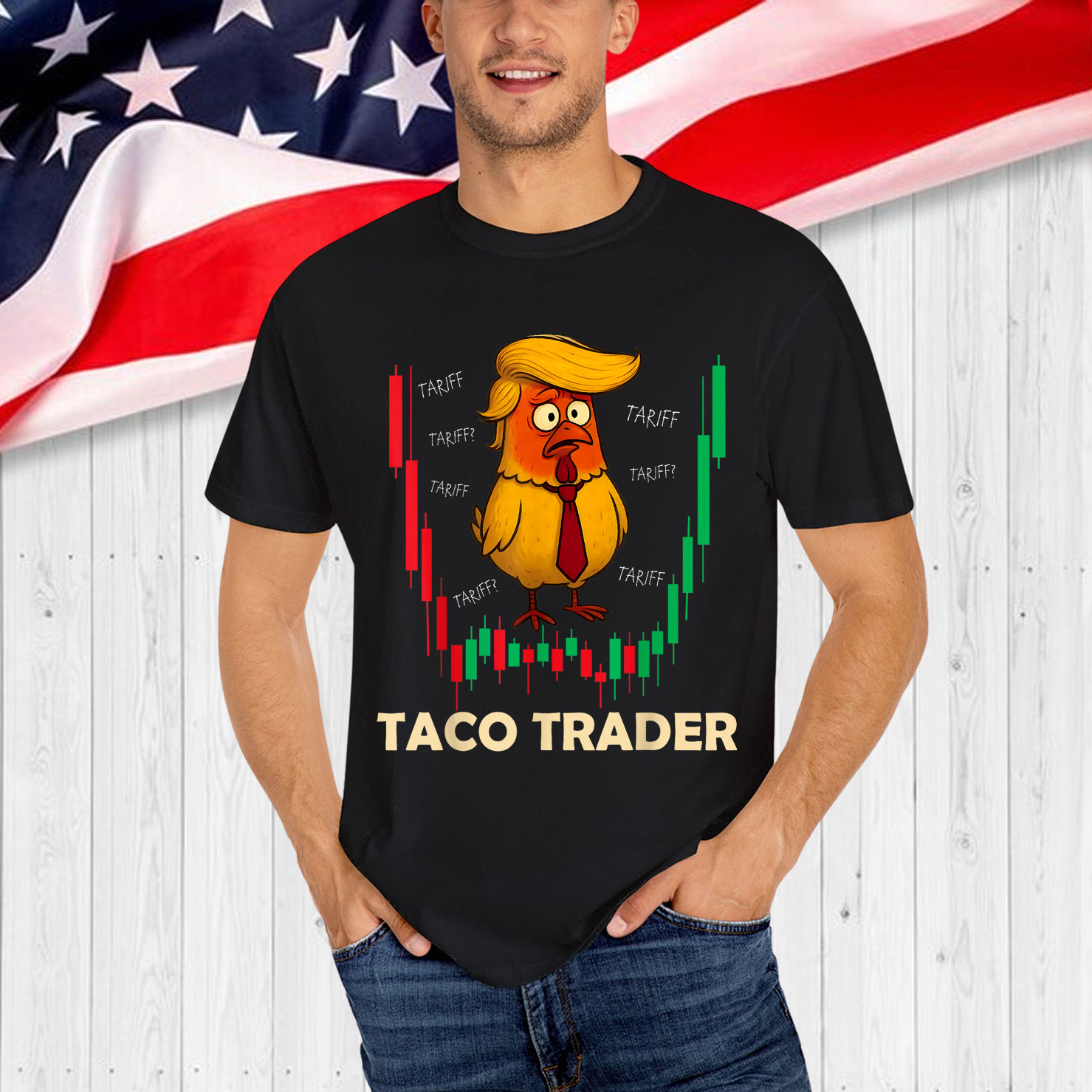 Trump Always Chickens Out Let's Go TACO Funny Shirt