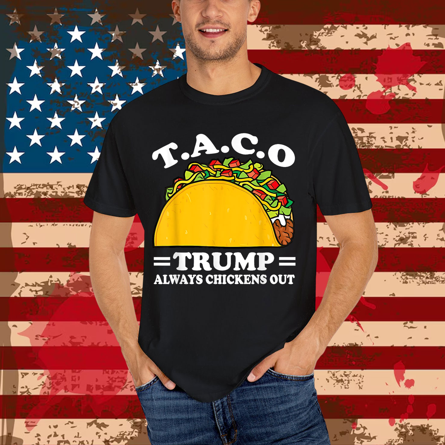 Let's Go Trump Always Chickens Out Taco Funny Shirt