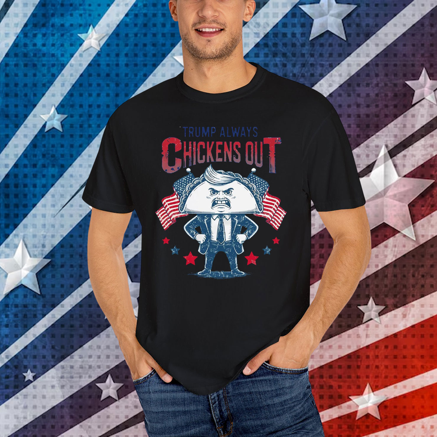 Trump Cartoon Chickens Out Funny Shirt