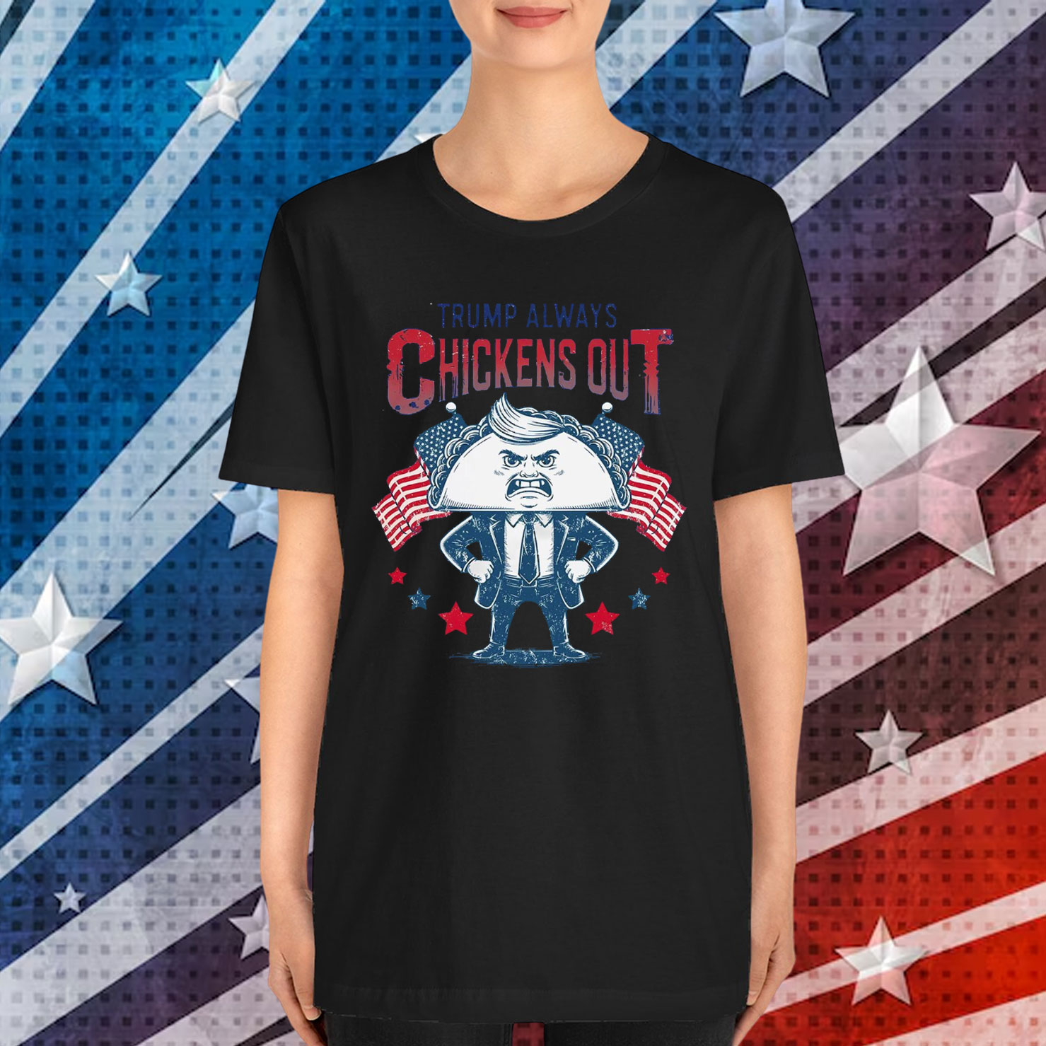 Trump Cartoon Chickens Out Funny Shirt