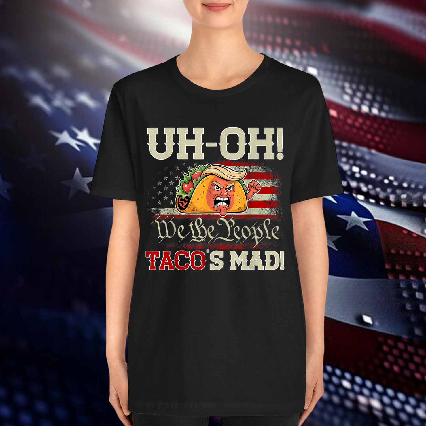 Uh-oh Taco's Mad Funny Taco Trump Orange Shirt
