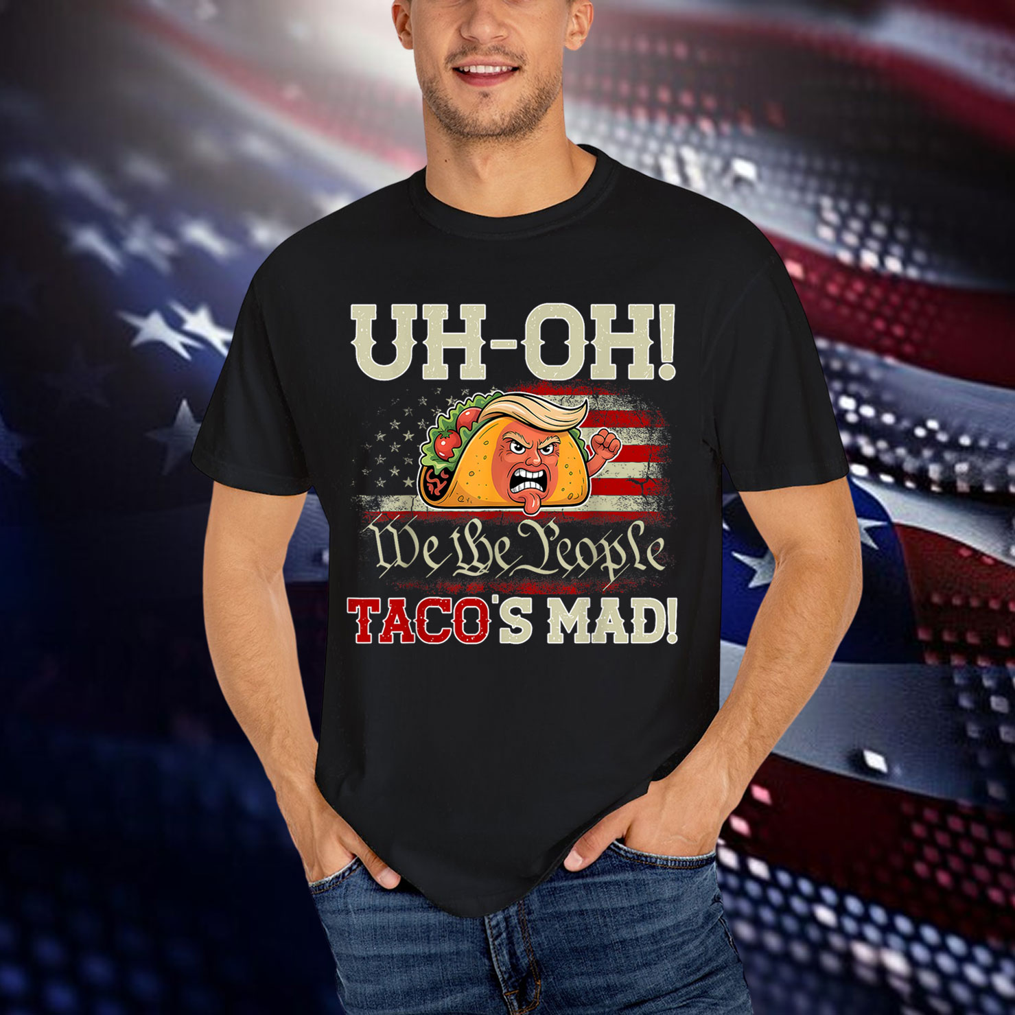 Uh-oh Taco's Mad Funny Taco Trump Orange Shirt